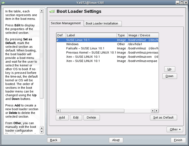 the Boot Loader Settings (33K)